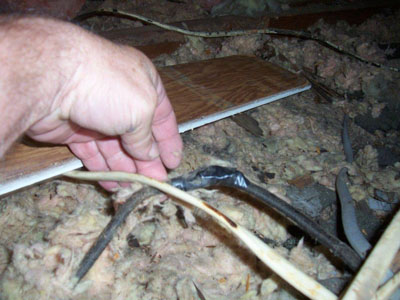 photo of bad wiring in attic